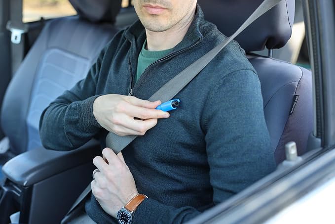 resqme The Original Emergency Keychain Car Escape Tool, 2-in-1 Seatbelt Cutter and Window Breaker, Made in USA, Family Pack of 3 - Red, White, Lime Green -Compact Emergency Hammer
