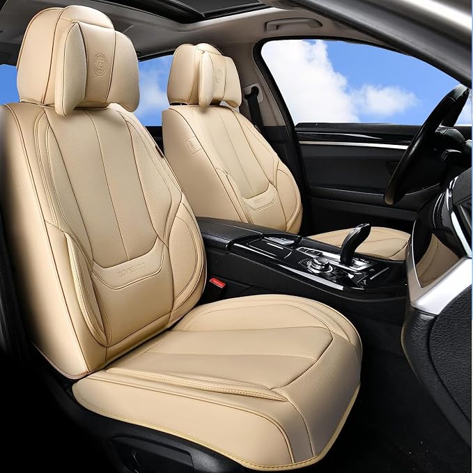 Coverado Car Seat Covers, Seat Covers for Cars, Waterproof Leather Auto Seat Protectors, Leather Car Seat Cushion, Car Interiors Accessories Universal Fit for Most Cars