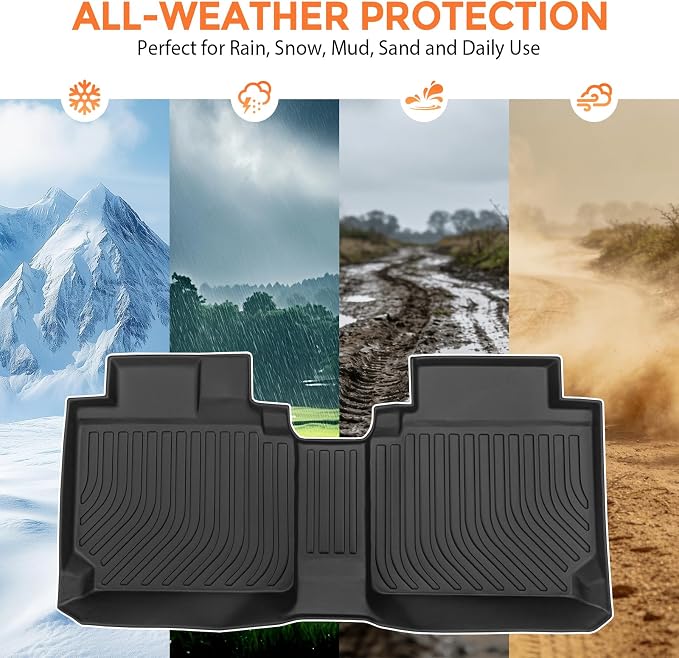 Floor Mats for Chevrolet Chevy Equinox 2012-2017 &for GMC Terrain 2012-2017 | Custom Fit Heavy Duty TPE All Weather Protection, Waterproof Non-Slip Black (Two-Row Floor Mats & Cargo Liner)