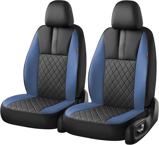 Coverado Car Seat Covers Front Pair, Automotive Leather Seat Covers for Car，Universal Fit Front Back Seat Cover, Non-Slip Waterproof Breathable Car Seat Protector