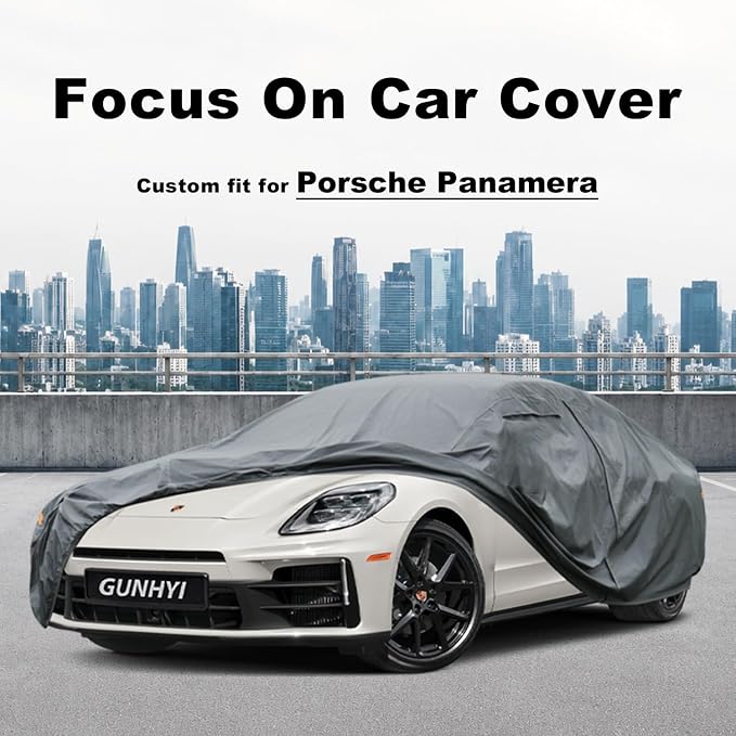 GUNHYI Premium Car Cover Custom Fit Porsche Panamera, 16 Layers Heavy Duty Car Cover Waterproof All Weather with Zipper Door for Sun Rain Snow Dust Uv Protection