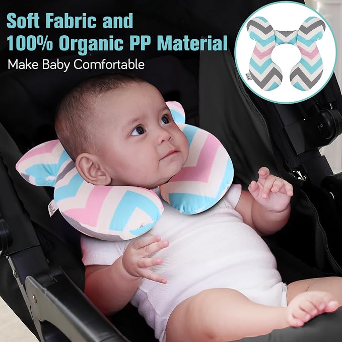 KAKIBLIN Baby Travel Pillow, Upgraded Baby Neck Pillows for Car Seat, Infant Neck Support Pillow for Head and Neck,Newborn Head Support for Car Seat,Pushchair