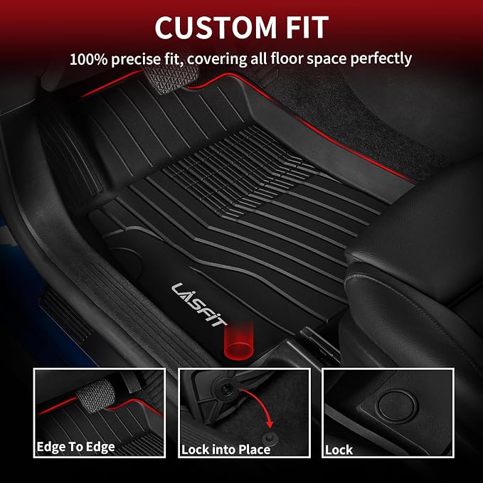 LASFIT Floor Mats for Mercedes Benz GLB 250/35 AMG (Fit 5 Seats) 2026 2025 2024 2023 2022 2021 2020, All Weather TPE Custom Fit Floor Liners for GLB250 & GLB35 AMG 1st & 2nd Row Car Mats, Black