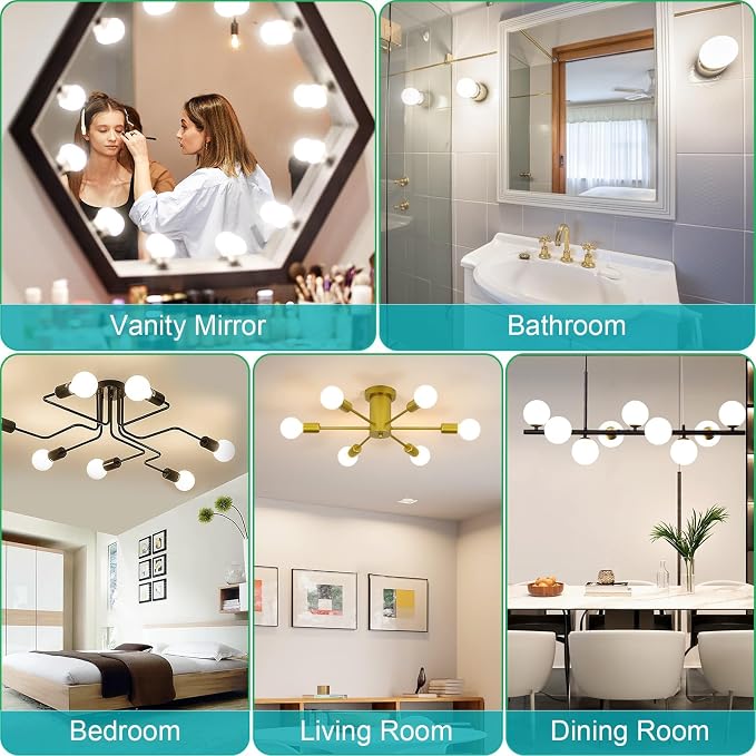 20 Pack Bathroom Light Bulbs, 4000K Natural White E26 LED Globe Bulbs, 60W Equivalent, G25 LED Vanity Light Bulb Perfect for Bathroom Makeup Mirror, Eye-Friendly CRI85+, 120V, 500Lumens, Non-dimmable
