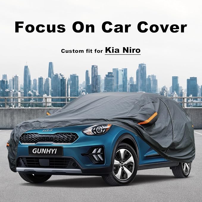 GUNHYI Premium Car Cover Custom Fit Kia NIRO, 16 Layers Heavy Duty Car Cover Waterproof All Weather with Zipper Door for Sun Rain Snow Dust Uv Protection