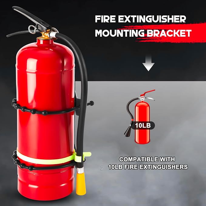 RattanView 2 Pcs Fire Extinguisher Mount Bracket Adjustable, Supports up to 10 lb, Heavy-Duty and Easy Installation, Ideal for Home, Truck, RV, Boat, Commercial Use, Secure and Durable Holder