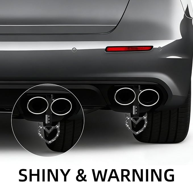 NBTEPEM Bling Heart Handle Keychains Bling Car Accessories for Women Hand Strap Drift Charm Rear Bumper Warning Ring Tsurikawa Heart Decor for Car Interior Exterior Decoration (Black, Devil Style)