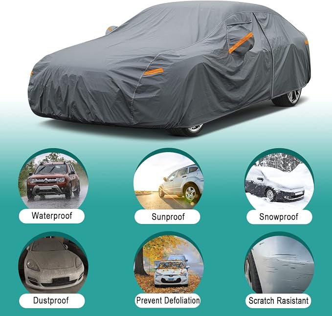 GUNHYI Premium Car Cover Custom Fit Tesla Model S (2012-2026), 16 Layers Heavy Duty Car Cover Waterproof All Weather with Zipper Door for Sun Rain Snow Dust Uv Protection