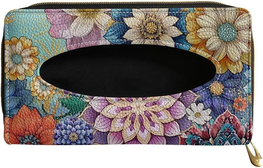 Bohe Flower Visor Automotive Tissue Holder Bohe Flower Pattern Car Sun Visor Tissue Box for Back Seat Car Interior Accessories