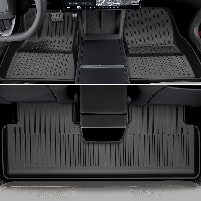 6-PCS All-Weather TPE Floor Mats Compatible with 2024-2026 Model 3 Highland | Flexible, waterproof, stain-proof, anti-slip, easy-clean interior guards