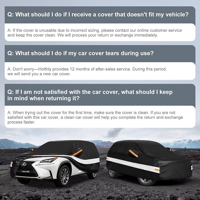 10 Layers SUV Car Cover Custom Fit for Lexus NX (2014-2026) NX250, NX300, NX350, Waterproof All Weather for Automobiles, Outdoor Full Cover Sun Dust Rain Protection with Cotton. Black
