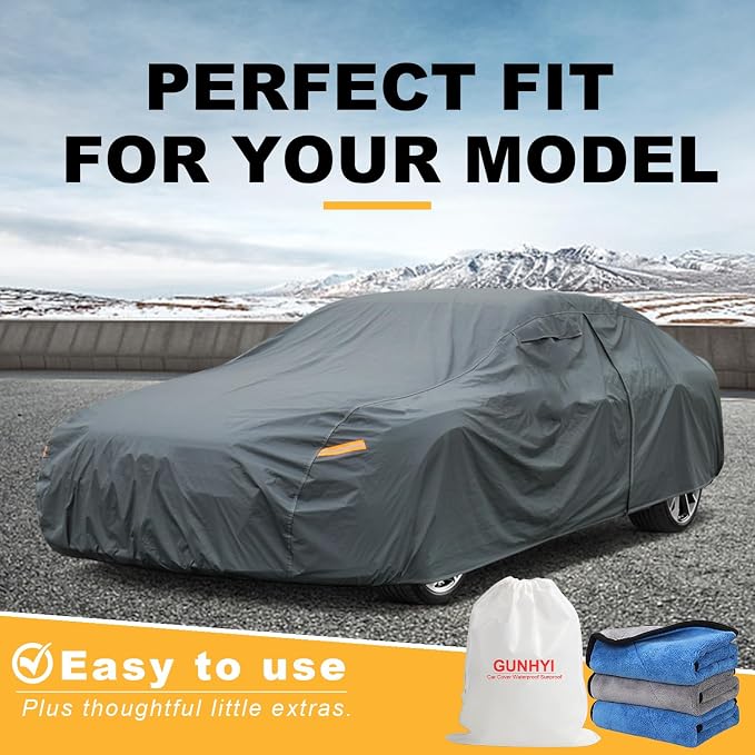 GUNHYI Premium Car Cover Custom Fit Chevy Corvette C4/C5/C7/C8 Coupe Convertible Targa, 16 Layers Heavy Duty Car Cover Waterproof All Weather with Zipper Door for Sun Rain Snow Dust Uv Protection