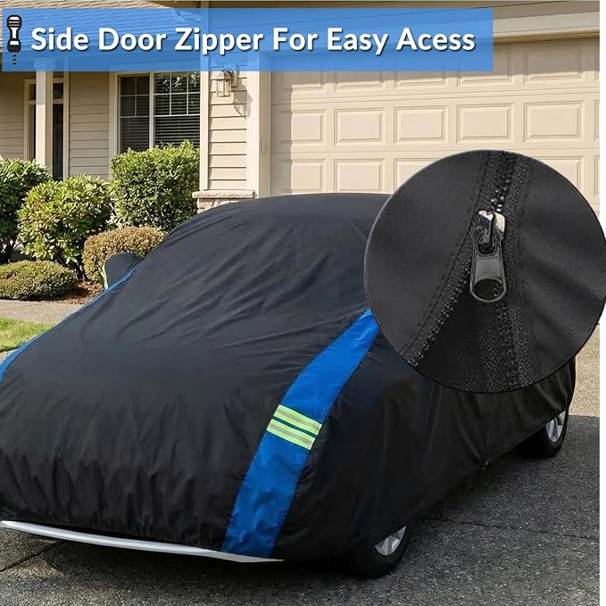 Avecrew Car Cover Custom Fit for VW Beetle, Waterproof All Weather Full Exterior Cover Rain Snow Protection Cover with Side Door Zipper Design
