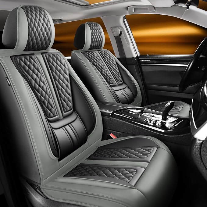 Fit CRV Car Seat Covers Compatible with Honda CRV 2013-2022 2023 2024 2025 2026.Full Coverage Waterproof Leather,All-Weather Seat Cushion Protector-Easy Installation(Full Set 5 Seats,Grey)