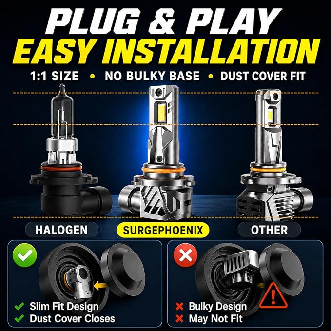 9005 9006 Fog Light Bulbs Combo, Super Bright 100,000LM 1000% Brighter, 2026 Updated Light Bulbs, True 1:1 Mini Halogen Size, HB3 HB4 Off Road Light or Fog Light Bulbs, Pack of 4 | 6500K Cool White LED Fog Light Bulbs, 1000% Brighter, for Off-Road Use,...
