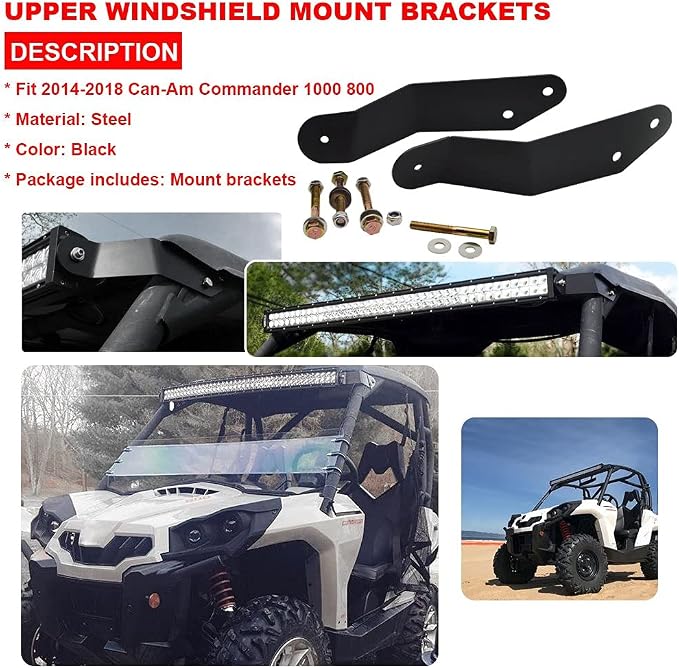 Wsays Front Upper Windshield 42 Inch LED Light Bar Mounting Bracket Compatible with Can-Am Commander 1000 800 2014-2021