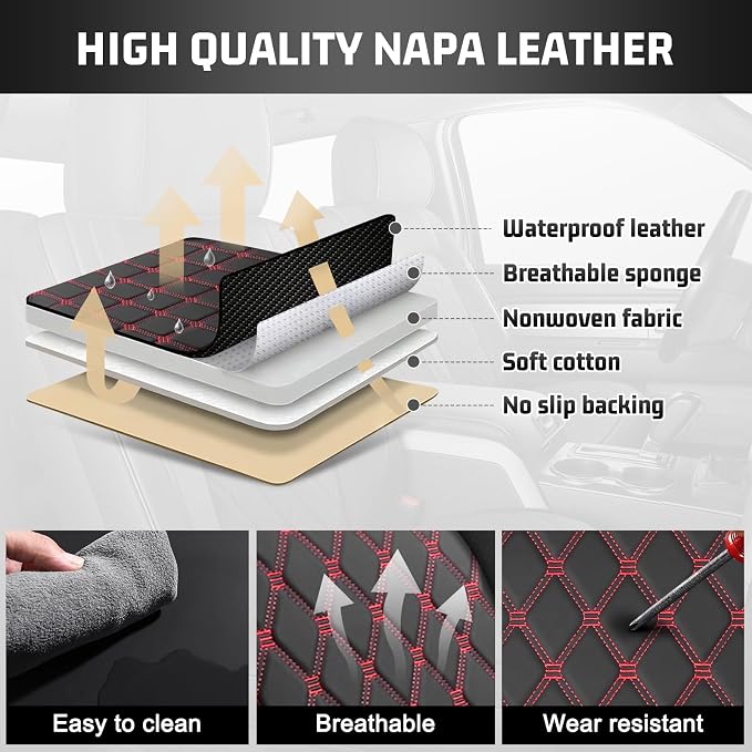 Umbrauto Leather Seat Covers for Silverado/Sierra, Waterproof Custom Full Set Seatcovers for Chevy Silverado/GMC Sierra 2007-2013 & 2019-2026 1500, 2020-2026 2500HD 3500HD Crew/Double/Extended Cab