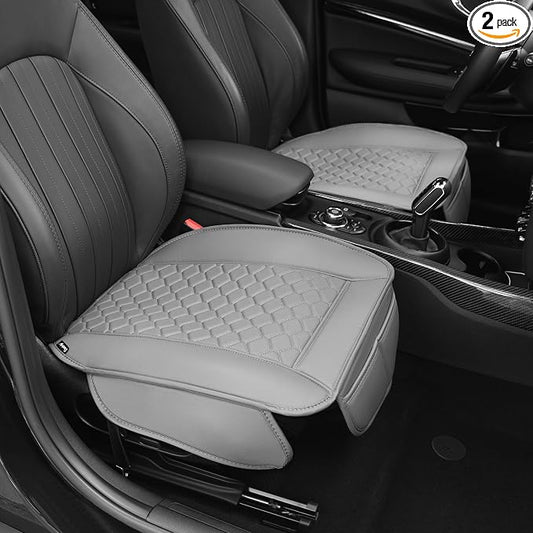 Elantrip Gray 2 Pcs Car Seat Cover, Includes Front Car Seat Protector, Premium Interior Covers with Storage Pockets, Padded Seat Covers for Cars Trucks SUV Auto Gray- Padded, Non-Slip