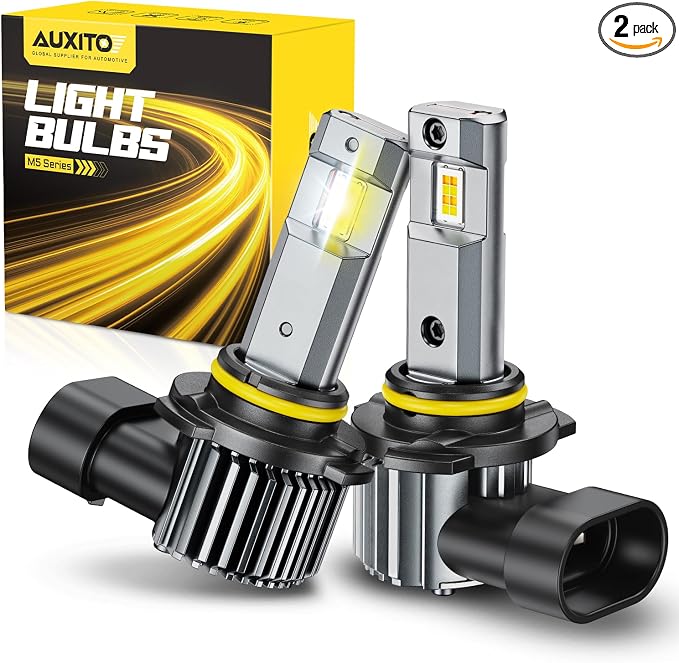 AUXITO 9006/HB4 LED Switchback Bulbs, 6500K White & 3000K Amber Yellow, 1000% 50000LM Ultra Bright, No Flicker, 3Min-Plug and Play, 30+ Years Lifespan, Fits 99% Vehicles, Pack of 2