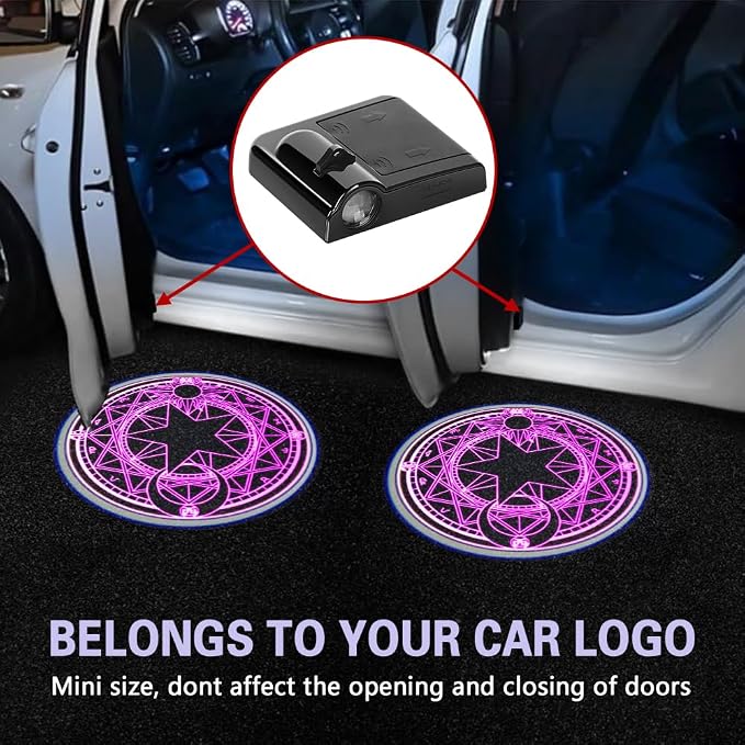 Zufoty 2PCS Car Door Light Projector, Wireless LED Car Door Paste Welcome Courtesy Light, LED Courtesy Ghost Shadow Welcome Lamp, Universal Car Accessories Fits Most Car SUV Truck