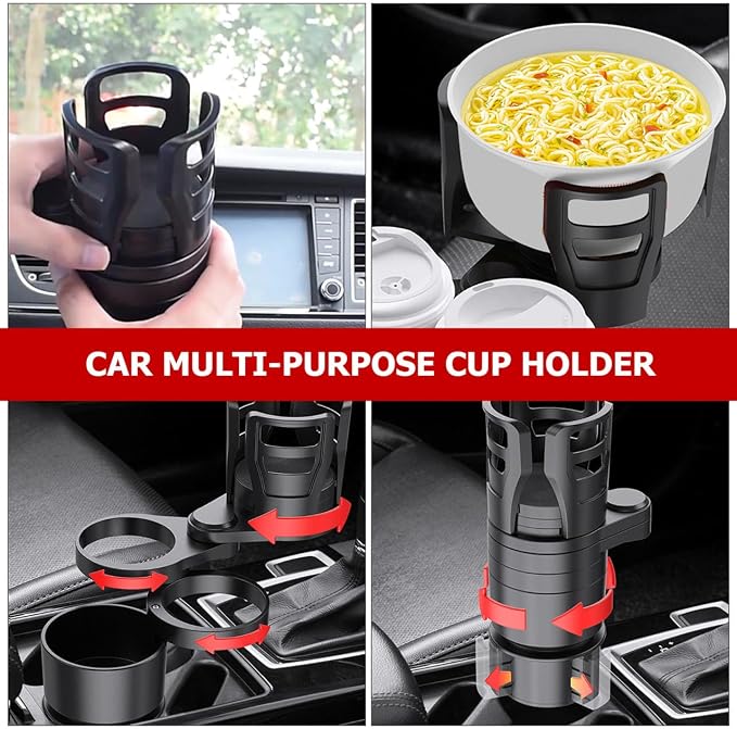 Cabilock Car Cup Holder Expander Multifunction Drink Holder with Rotating Base Adjustable Water Cup for Car Organizer for Mugs Bottles and Auto Storage