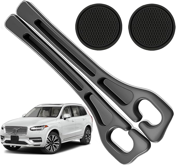 Car Seat Gap Filler Organizer Compatible with Volvo Xc90 Accessories Seat Gap Plug Blocker with Storage Slot Non-Slip Car Cup Holder Coaster Black