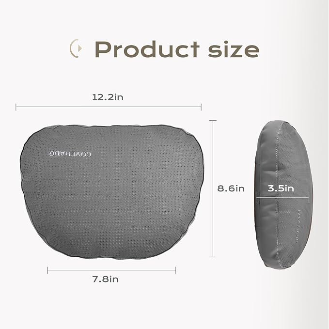 Coverado Car Headrest Pillow Soft Memory Foam Car Neck Support Pillow with Adjustable Strap, Relax Head Muscles Relieve Driving Fatigue, Breathable & Removable Cover