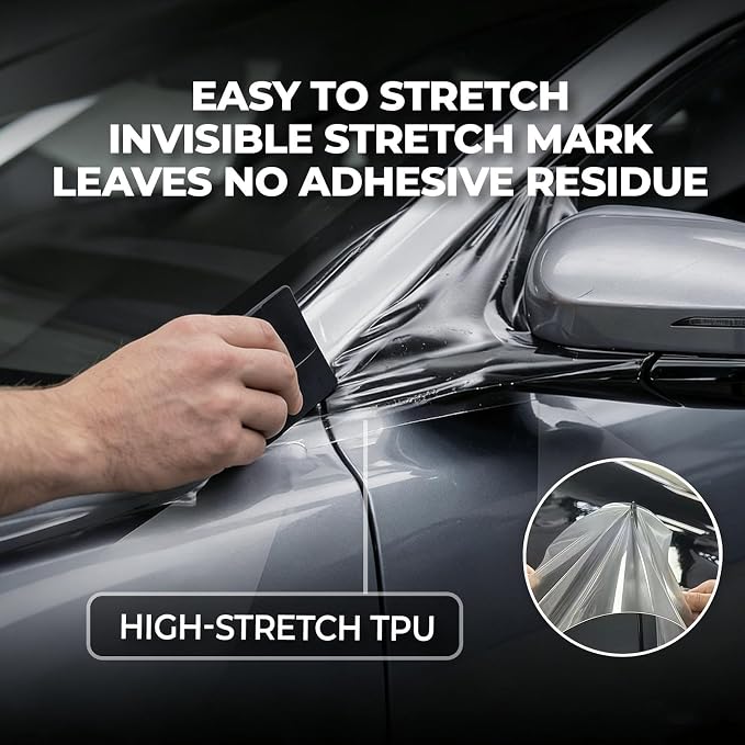 Rockrose Ultra Gloss TPU Clear PPF Film for Car Paint Protection 24 in x 50FT Self-Healing, UV Protection, Scratch & Stain Resistant Hydrophobic, Wet Installation, Strong Adhesive, 6.5 mil Thickness