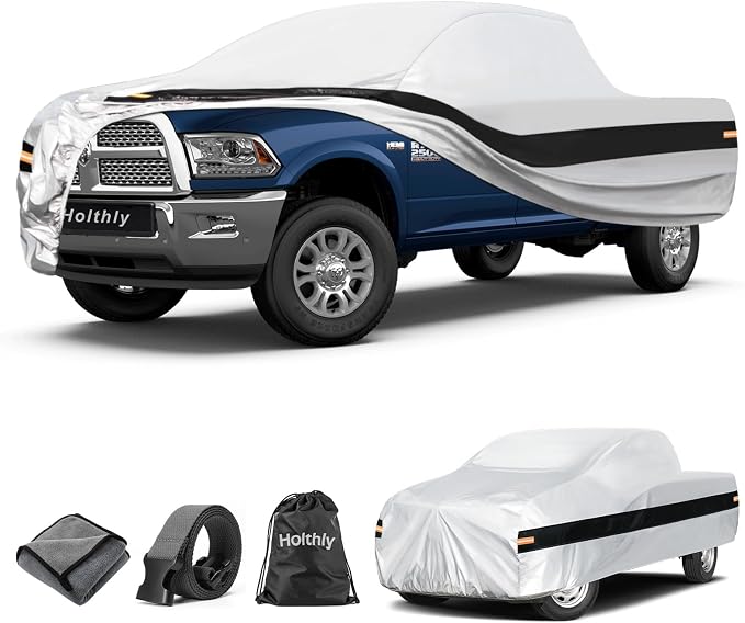 10 Layers Truck Cover Waterproof All Weather Custom Fit Dodge Ram 2500 3500(2009-2026) Crew/Quad Cab Short Bed, Outdoor Full Exterior Pickup Car Cover Sun Rain Snow Ice Protection. Sliver