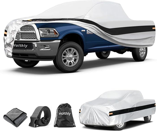 10 Layers Truck Cover Waterproof All Weather Custom Fit Dodge Ram 2500 3500(2009-2026) Crew/Quad Cab Short Bed, Outdoor Full Exterior Pickup Car Cover Sun Rain Snow Ice Protection. Sliver