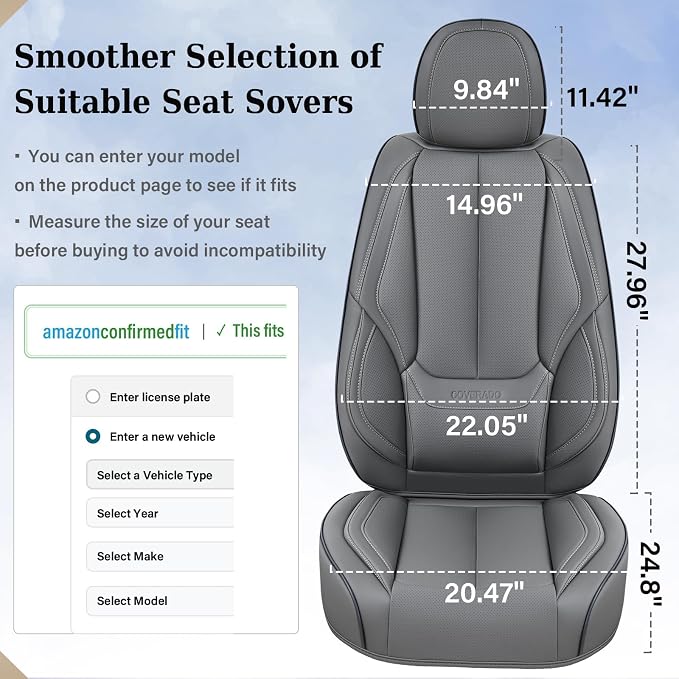 Coverado Car Seat Covers, Seat Covers for Cars, Waterproof Leather Auto Seat Protectors, Leather Car Seat Cushion, Car Interiors Accessories Universal Fit for Most Cars