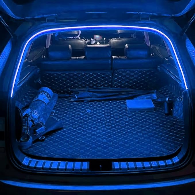 Car Trunk LED Light Strip, 157.5" Flexible Embedded Silicone Vehicle Interior Cargo Area Ambient Lighting, Automotive Trunk LED Light Strip Decor, Universal for SUV Van Truck (Blue)