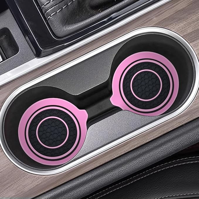 Mandark Car Cup Holder Coaster, 2.75 Inch Non-Slip Vehicle Cup Holder Insert Mats, Dustproof Automotive Interior Console Cup Insulated Pads Accessories, Universal for SUV, Sedan, Truck (Pink)
