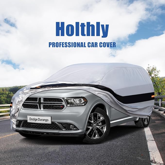 10 Layers SUV Car Cover Custom Fit for Dodge Durango (2004-2024) Waterproof All Weather for Automobiles, Outdoor Full Cover Rain Sun UV Protection.Silver
