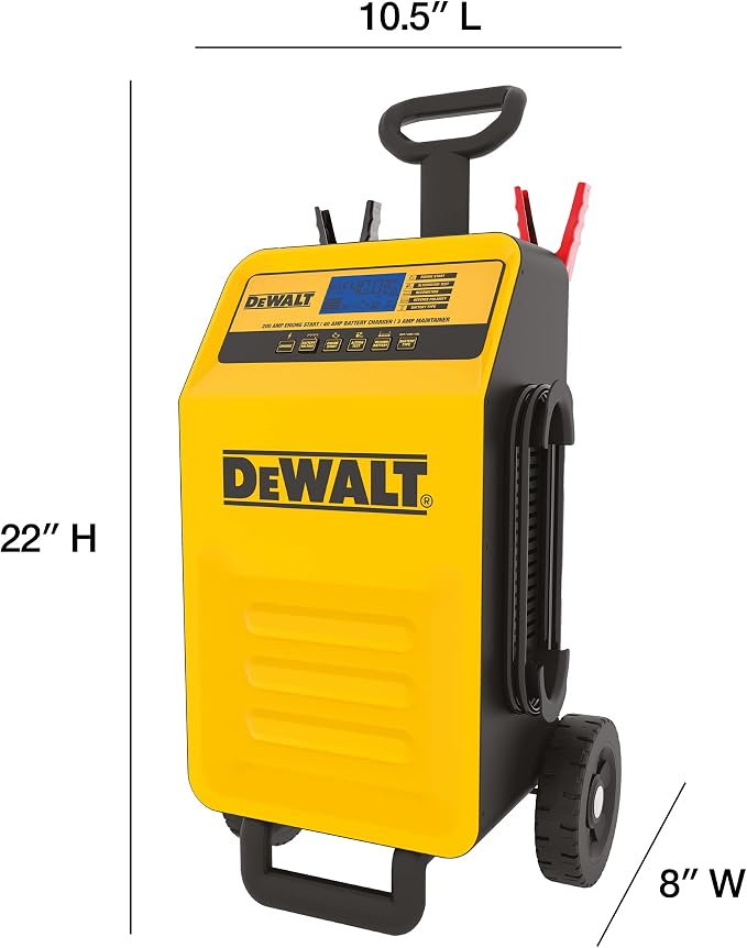 DeWalt DXAEC200 Professional Rolling 40 Amp Battery Charger, 3 Amp Maintainer with 200 Amp Engine Start | 200 Amp Engine Start, 40 Amp Charger, 3 Amp Maintainer