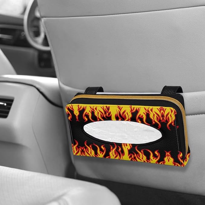 Flame Leather Tissue Holder Car Mask Holder Car Sun Visor Napkin Holder Luxury PU Leather Easy to Install Clean