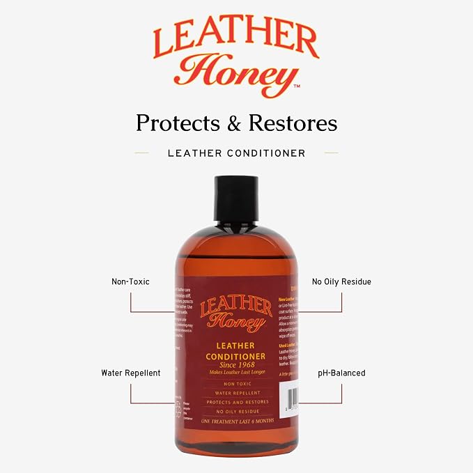 Leather Honey Best Leather Conditioner Since 1968. For Use on Leather Apparel, Furniture, Auto Interiors, Shoes, Bags and Accessories. Non-Toxic and Made in the USA!