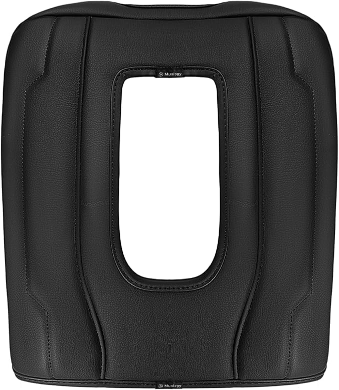 Muslogy Center Console Armrest Cover Fit for Chevy Silverado & GMC Sierra 1500 2500 3500 2022-2026 Accessories, Comfort Armrest Pad Console Lid Cushion Vegan Leather Regular Thick(Bucket Seat ONLY)