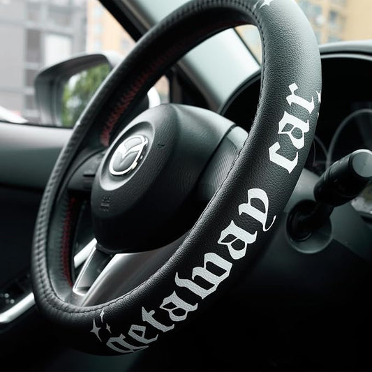 Getaway Car Leather Steering Wheel Cover - 15-inch Universal Microfiber- Soft & Breathable & Silicone Anti Slip Auto Steering Wheel Wrap for Women