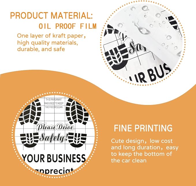 White Car Paper Floor Mats,100Pcs Vehicles Disposable Floor Pads,Temporary Cars Floor Protector,Automotive Mat Covers Protector,Waterproof Car Foot Pads Protective Papers,16x20inch (New Packaging