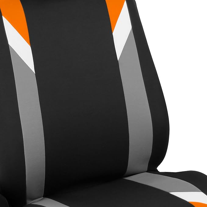 FH Group Premium Modernistic Flat Cloth Car Seat Covers – Universal Fit, Washable Seat Covers for SUV Sedan Van, Orange, Full Set