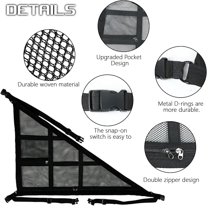 Car Ceiling Cargo Net, 28.74"×20.87" Double-Layer Mesh Car Roof Storage Organizer, Auto Interior Roof Cargo Net for SUV Truck Van, Camping Accessories, Road Trip Essentials (Black)