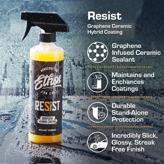 Ethos RESIST Graphene Spray Coating for Cars – Graphene Ceramic Coating Spray, Extreme Hydrophobic Protection, Gloss Enhancement, Ceramic Coating for Cars (16oz (2 Pack))