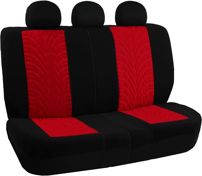 FH Group Full Set Travel Master Car Seat Covers, Airbag and Split Rear Car Seat Cover Universal Fit Interior Accessories for Cars Trucks SUV, Automotive Seat Covers, Red