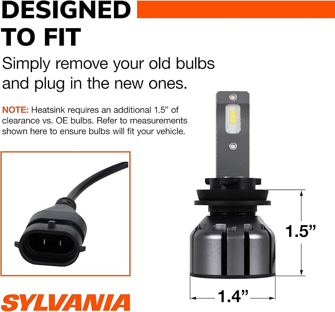 SYLVANIA - H11 LED Ultra - Fog Lights For Cars and Trucks - Headlight Bulbs for Off Road Powersports - 6000k Cool White LED Light - Maximum Lifespan - No Polarity - DIY Upgrade