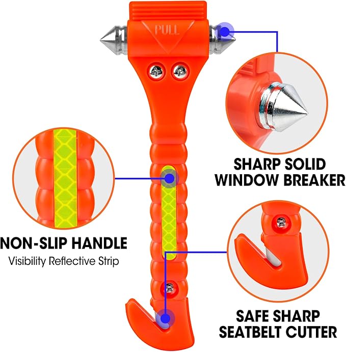 YesBes 2 Pack Car Safety Hammer, Window Breaker Seatbelt Cutter 2-in-1, Auto Emergency Escape Tool Car Window Breaker Tool, Car Accessories