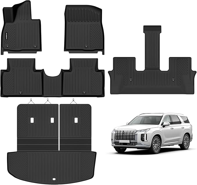 Naibeve Floor Mats for 2026 Hyundai Palisade Gas 7/8 Seats | All Weather Custom Fit Floor Mats, Cargo Mat, Backrest Mats, (Not for Hybrid) Interior Protector accessories