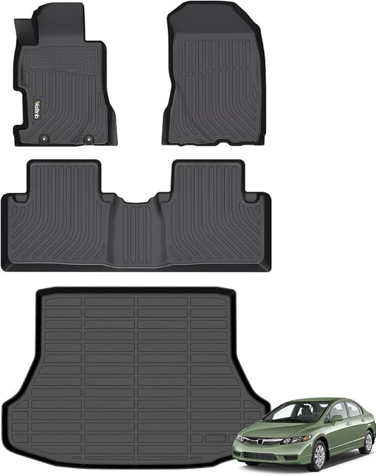 Wailtnb-for Honda Civic Sedan 2006-2011 4-Door (Not for Coupe & Hybrid) Floor Mat Cargo Liner All Weather Floor Liner Car Mat for Honda Civic Custom Fit Automotive Full Set Accessories