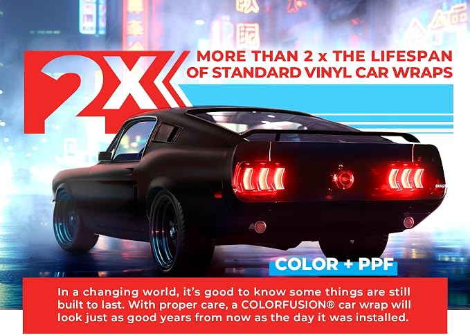 ColorFusion PPF by VViViD, Matte Stealth Demon Black Dry Apply PPF Vinyl Car Wrap Roll 1ft x 5ft