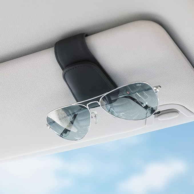 KanSmart Sunglass Holder for Car Sun Visor Magnetic Sunglasses Clip -2 Pack | sun visor organizer, ticket card clip, universal auto interior accessories, one-handed magnetic, anti-scratch,eyeglass holder